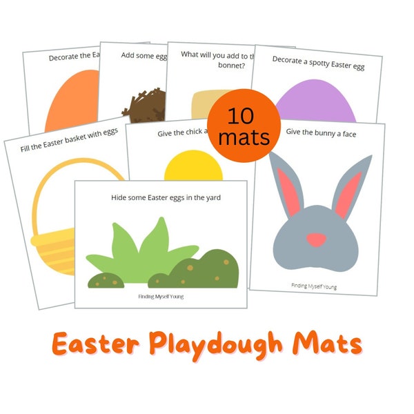 EASTER PLAYDOUGH MATS | Printable Playdoh Mats | Eggs, Nest, Bunny, Chick, Basket, Egg Hunt + More
