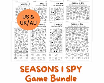 Seasons I Spy Game Bundle | Summer, Autumn, Fall, Winter & Spring Printable PDFs