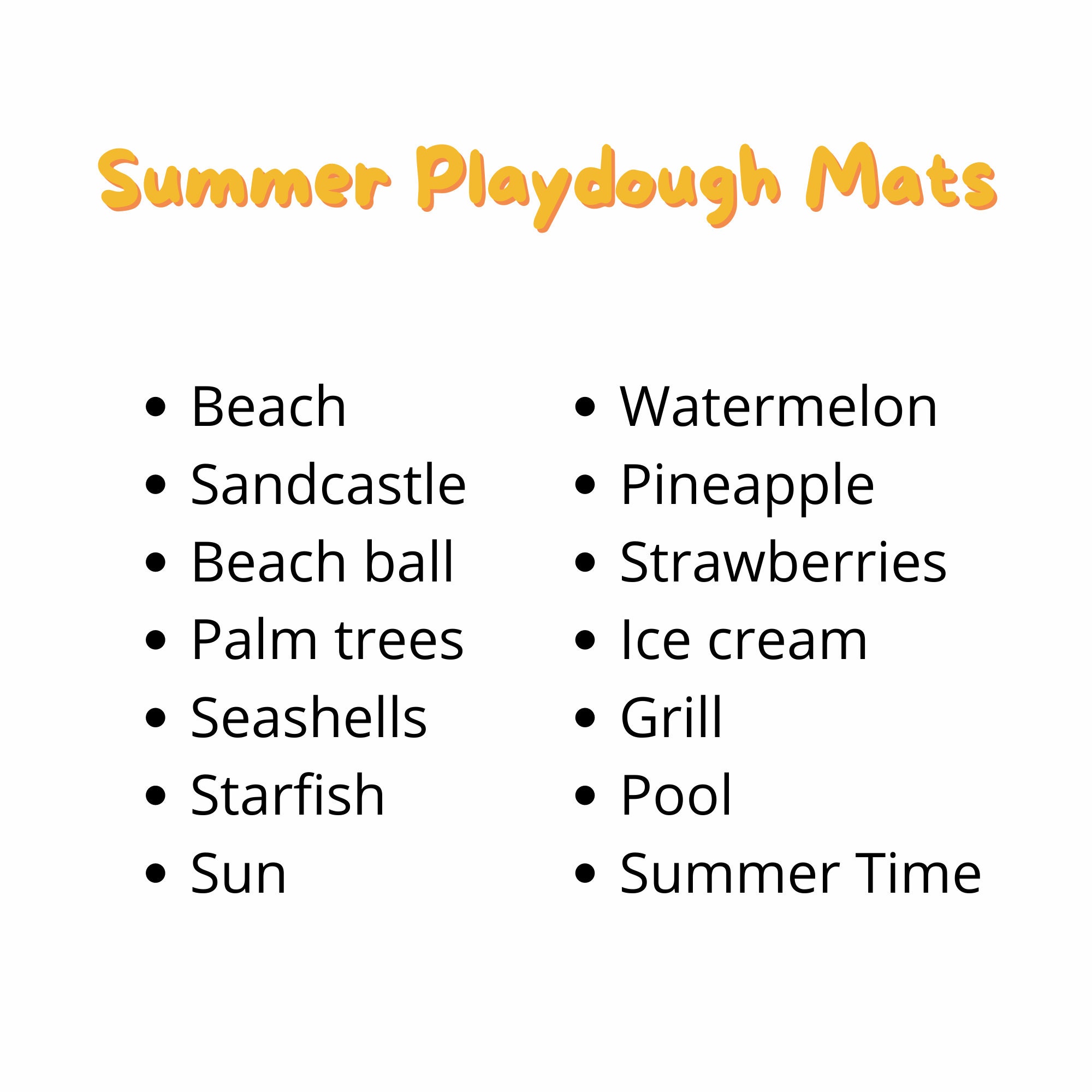 Summer Play Dough Mats - Gift of Curiosity