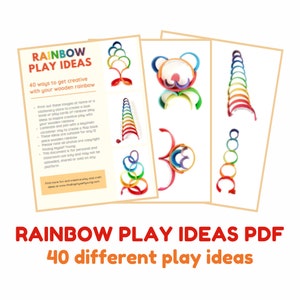 Ideas de arcoíris (PDF) / Ideas para juegos de arcoíris de madera (PDF) / 40 plantillas inspiradoras para actividades de arcoíris y apilamiento