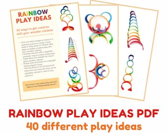 Wooden Rainbow Play Ideas Book | 40 Activities & Stacking Inspiration Templates (PDF)