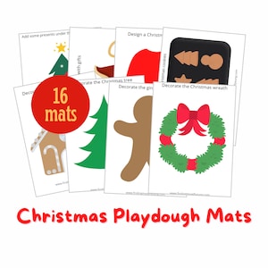 CHRISTMAS PLAYDOUGH MATS | 16 Printable Playdoh Mats | Instant Download