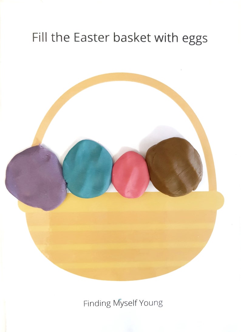 Easter basket playdough mat with playdough eggs added.