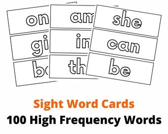 Sight Word Flash Cards | 100 High Frequency Words | Instant Download