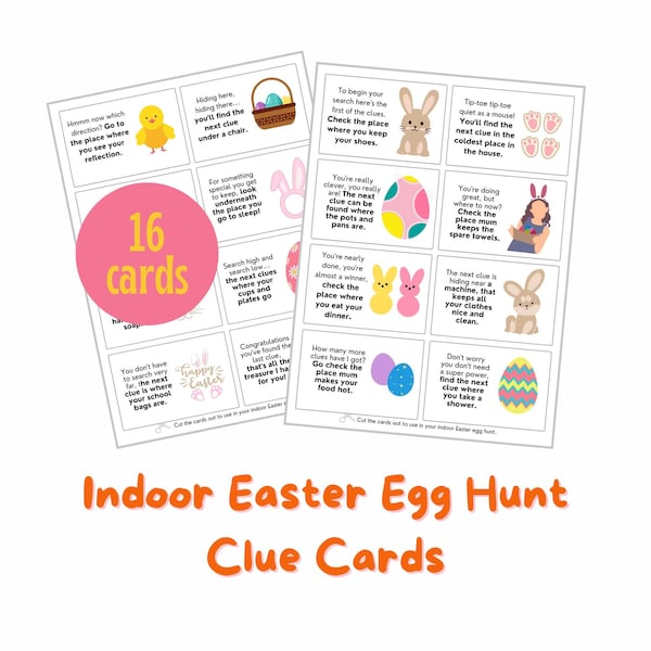 EASTER HUNT CARDS | Indoor Easter Egg Hunt Riddle Clues