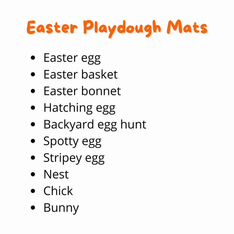 Easter Playdough mat list