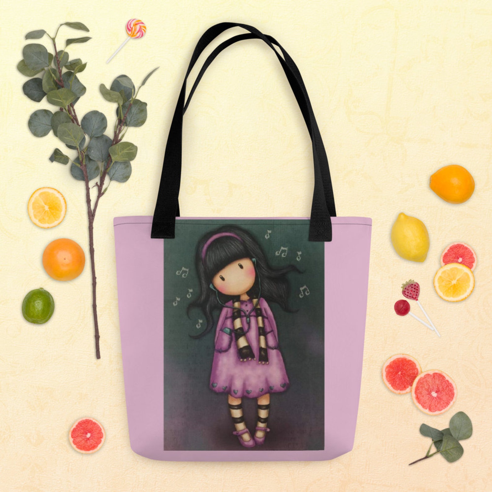 Santoro Gorjuss Purple Tote Bag Full print double handle Etsy