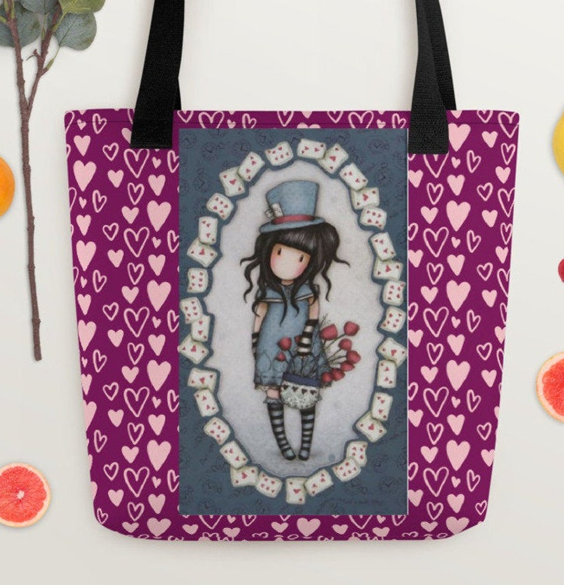 Santoro Bag The Hatter Tote Bag Shopping Bag Printed on two Etsy