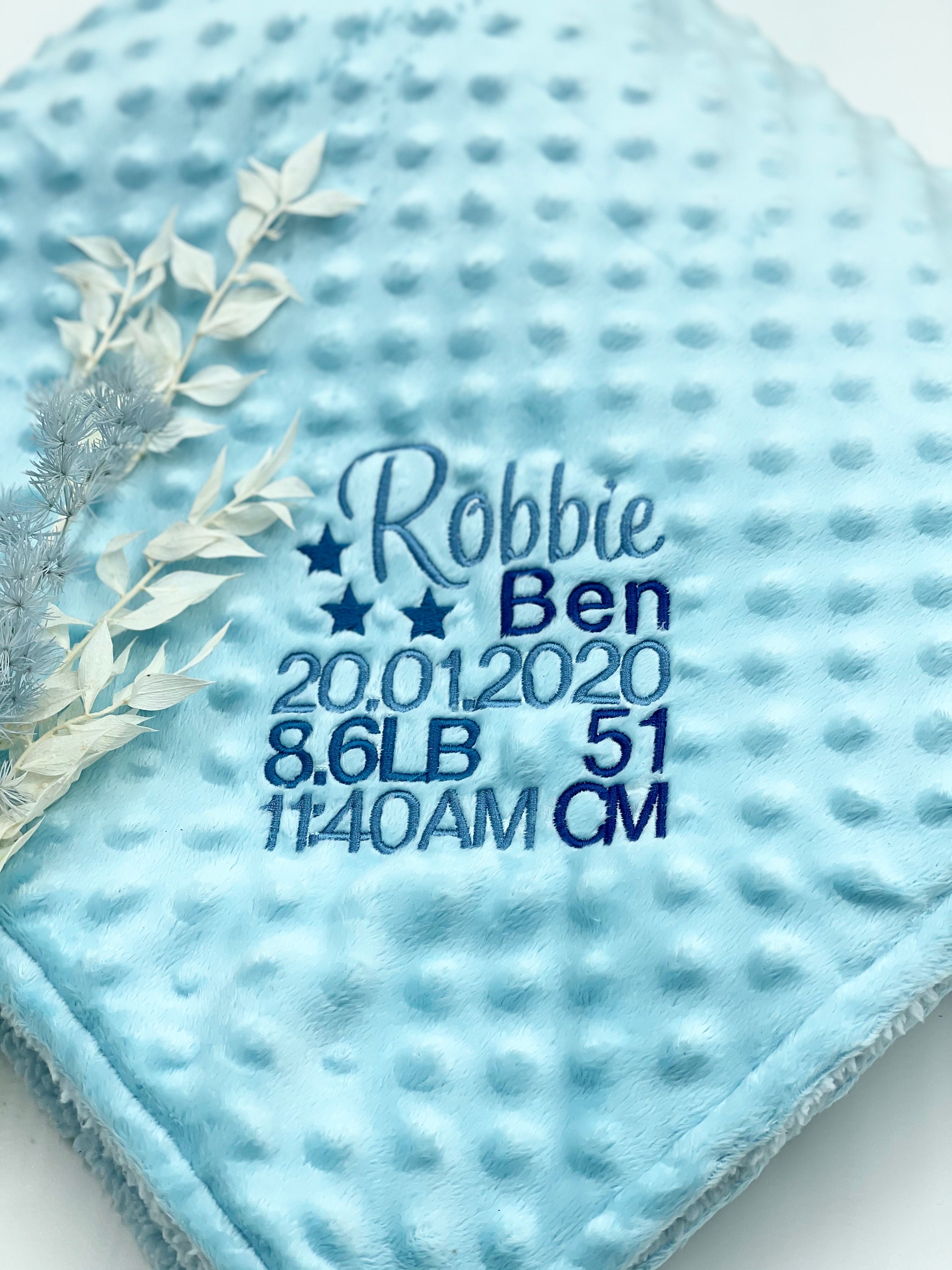 Personalised birth blanket Embroidered Newborn gift Etsy