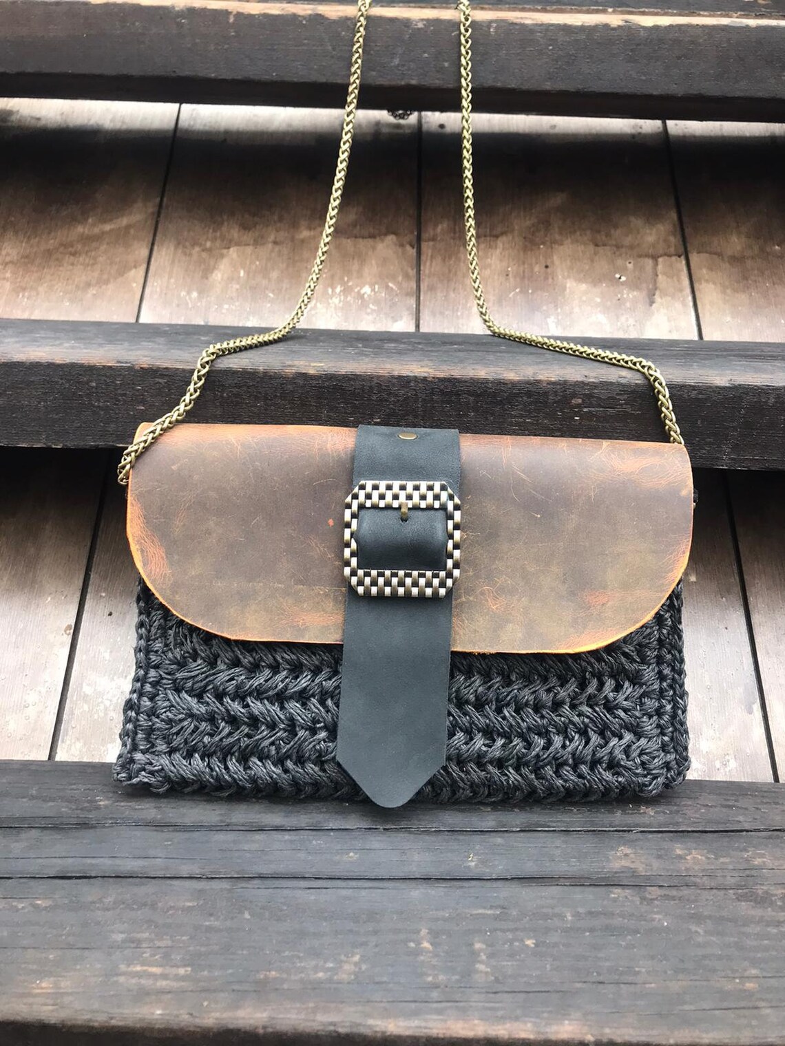 Black Crochet Bag, Black Crochet Clutch, Designer Woman Bag, Straw