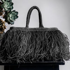 Gehäkelte Stroh-Einkaufstasche, Tragetasche mit Quaste, handgemachte Tragetasche, handgestrickte große Tasche, Tragetasche mit Fransen, Summer Tore, Geschenk für Frauen