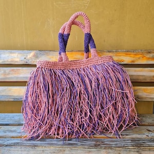 Bolso de rafia hecho a mano de ganchillo, Bolso de diseñador auténtico, Bolso de playa bohemio, Bolso de dama de honor, Regalo único, Regalos de cumpleaños para mujeres