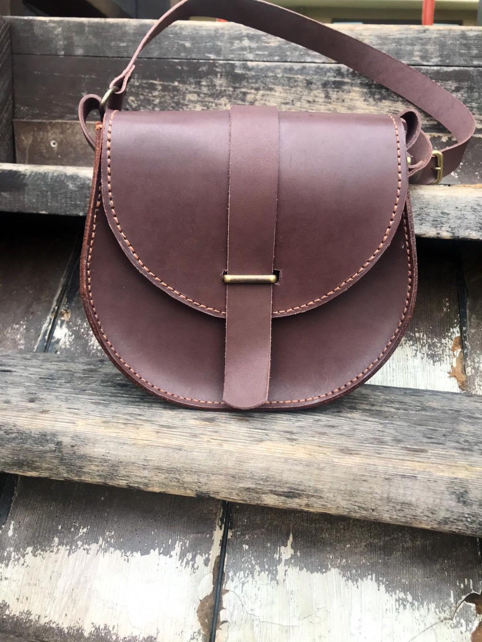 Brown Leather Crossbody Bag Leather Saddle Bag Leather Etsy UK