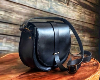 Woman Black Leather Bag, Leather Shoulder Bag, Woman Satchel, Woman Handbag, Leather Crossbody Purse, New Year Gift for Her, Gift for Mom