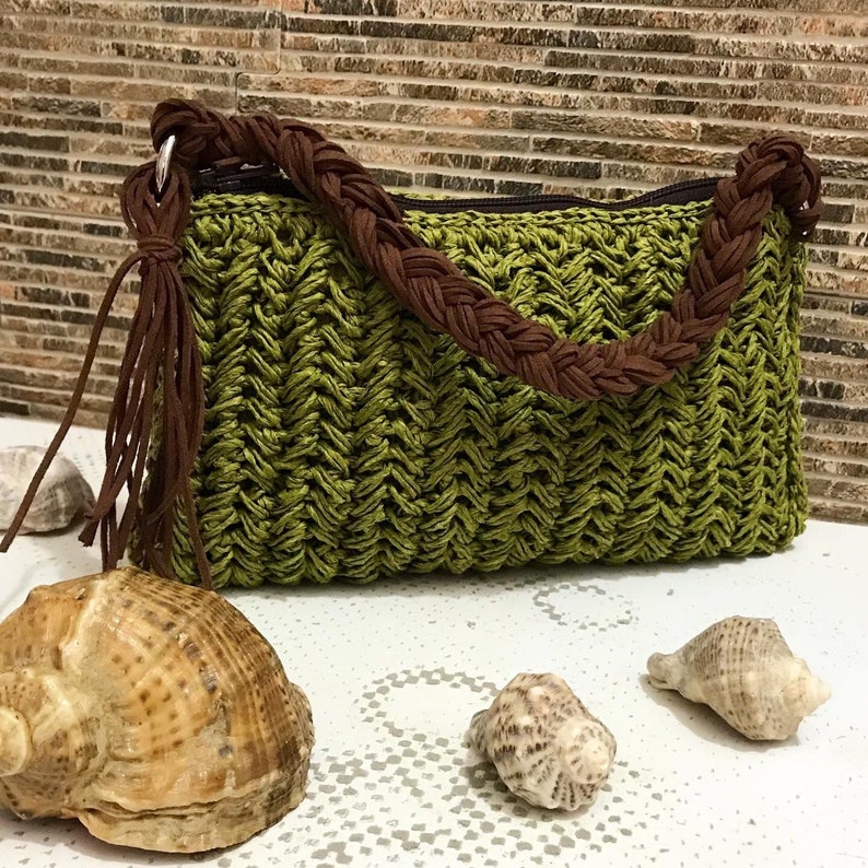 Straw Clutch Bag Crochet Summer Bag Woman Wristlet Purse Etsy