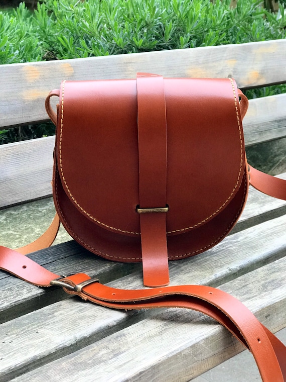 Brown leather satchel womens top
