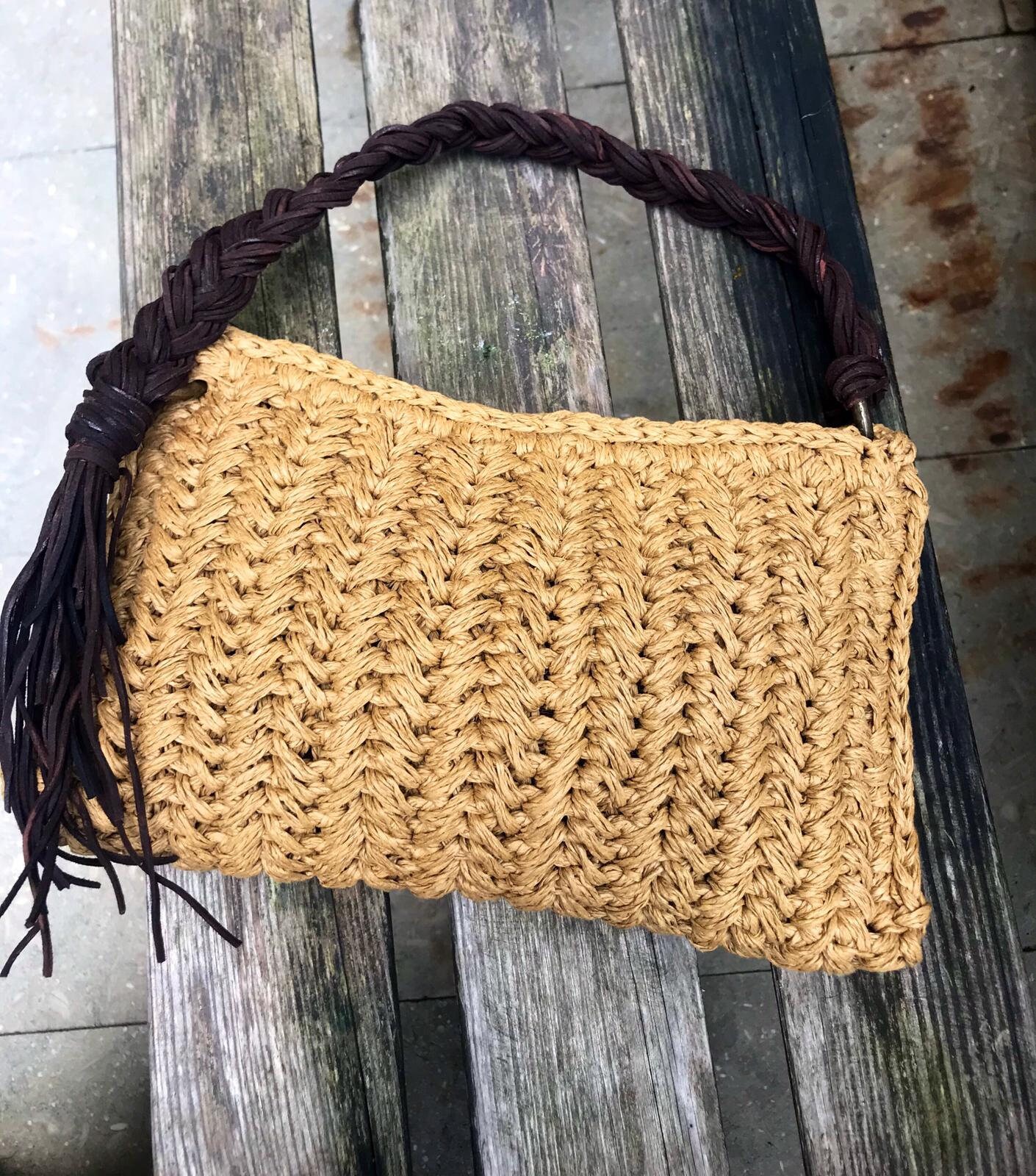 Medium Straw Clutch Bag With Zipper, Wristlet Clutch Bag With Tassels, Summer Bag, Boho Straw