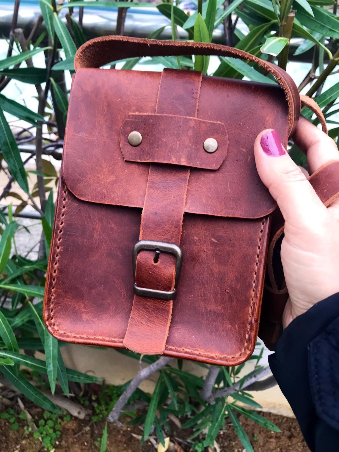 Small Leather Crossbody Bag Tan Leather Shoulder Bag Etsy