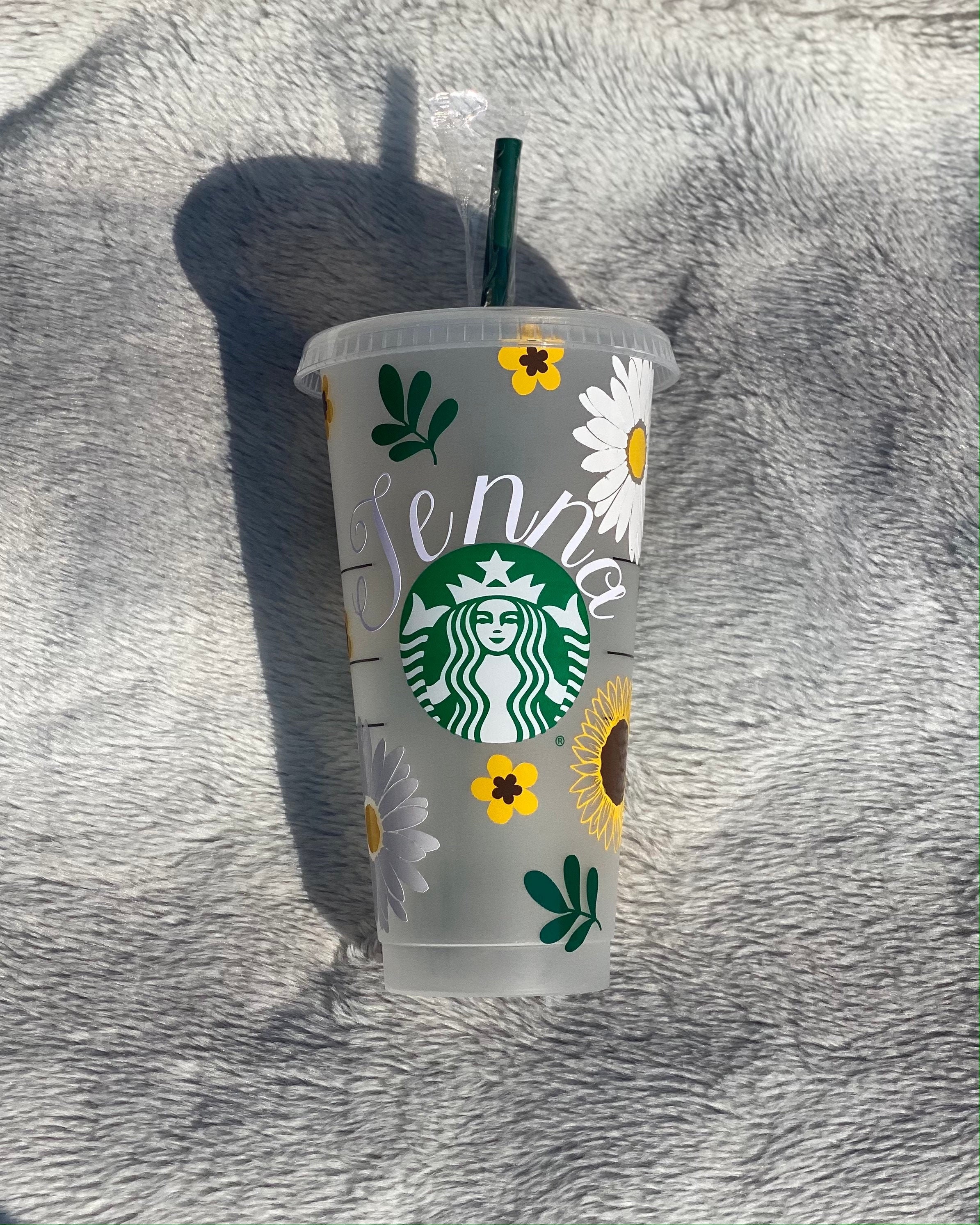 Sunflower Stitch Inspired Starbucks Cup Disney Starbucks Cup Sunflower Starbucks  Cup 