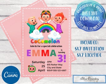 Printable Cocomelon Invitation Etsy