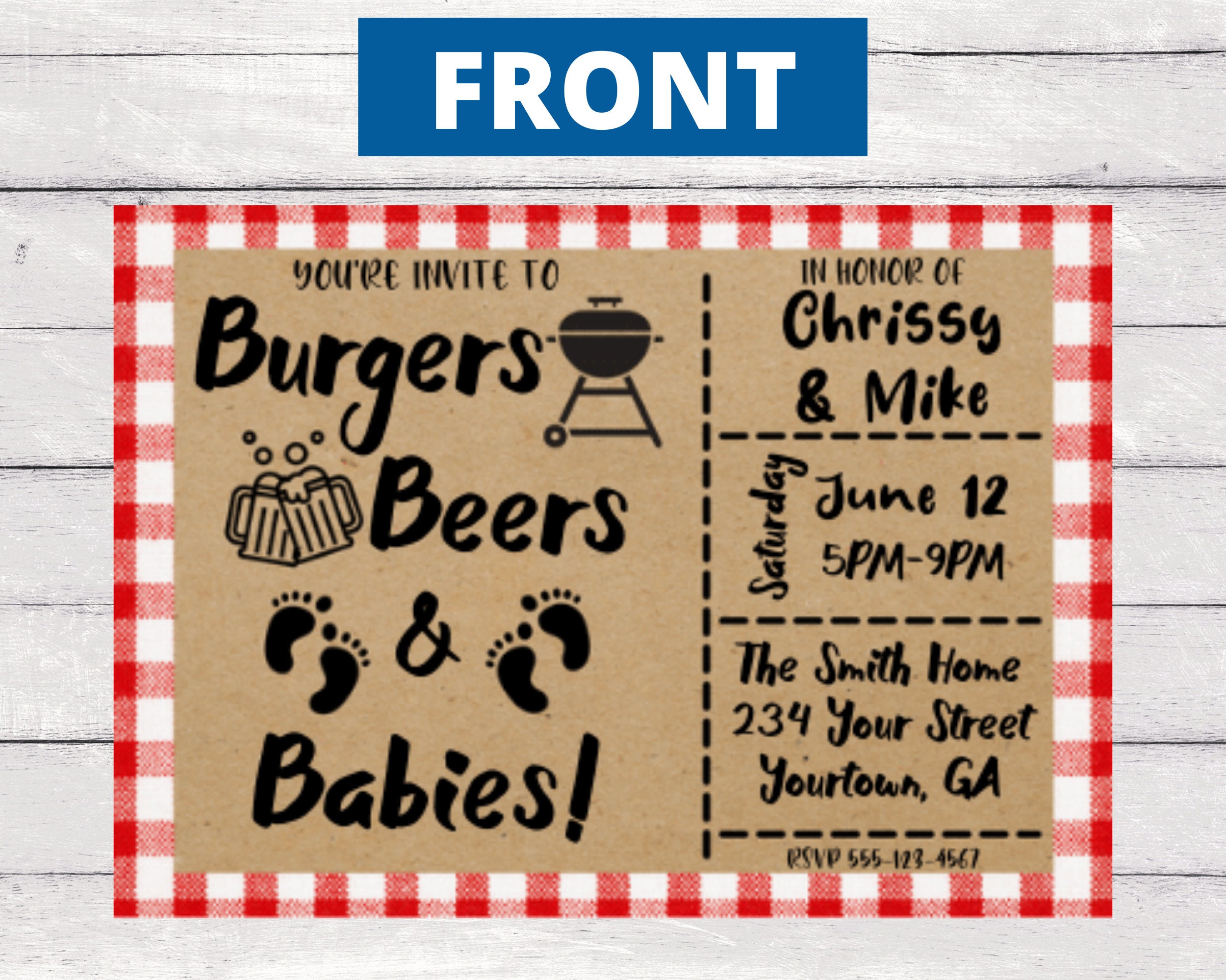Baby BBQ Invite Cookout Baby Shower Joint Baby Shower Coed Etsy