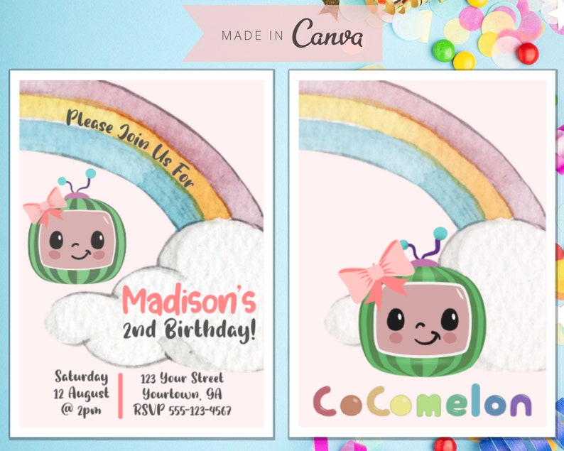 Cocomelon Digital Invitation Coco Melon Birthday Invite | Etsy