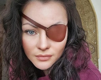 Handmade leather eye patch.  Black, brown, red. For women and men.