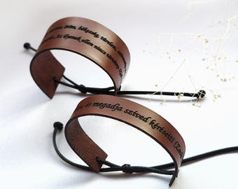 Custom Bible Verse Leather Bracelet: Religious Christian Gift