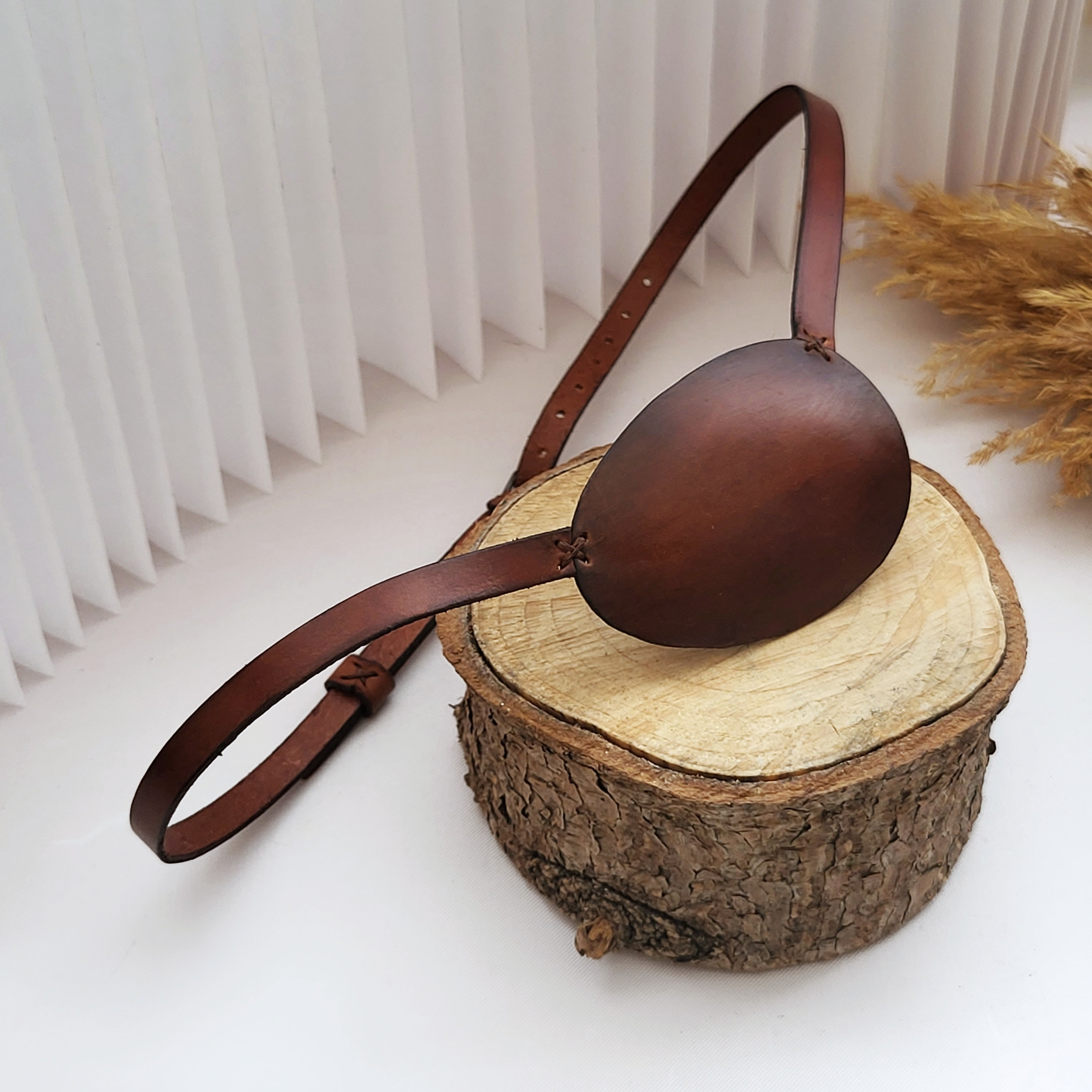 Leather Eye Patch, Custom engraved, For permanent use Patch for Right Eye / Left Eye,  genuine Leather, Adjustable size, handmade