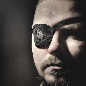3D Black Leather Eye Patch for Cosplay Character Look, Unique Design, Adjustable Size