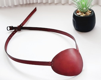Handmade Leather Eye Patch,  Black, Brown, Red,  Left or Right eye