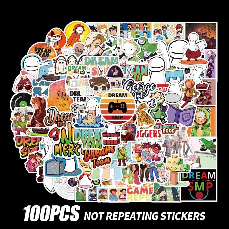 100 PCS Dream SMP Sticker Minecraft Stickers DSMP Tommyinnit mcyt wilbur soot laptop Decal vinyl stickers Waterproof skateboard stickers 