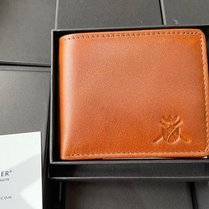 Cartera de cuero para hombre / 100 % cuero genuino / Hecha a mano / Calidad prémium / Negra / Marrón / Bronceada / Regalo de cumpleaños / Navidad / Aniversario