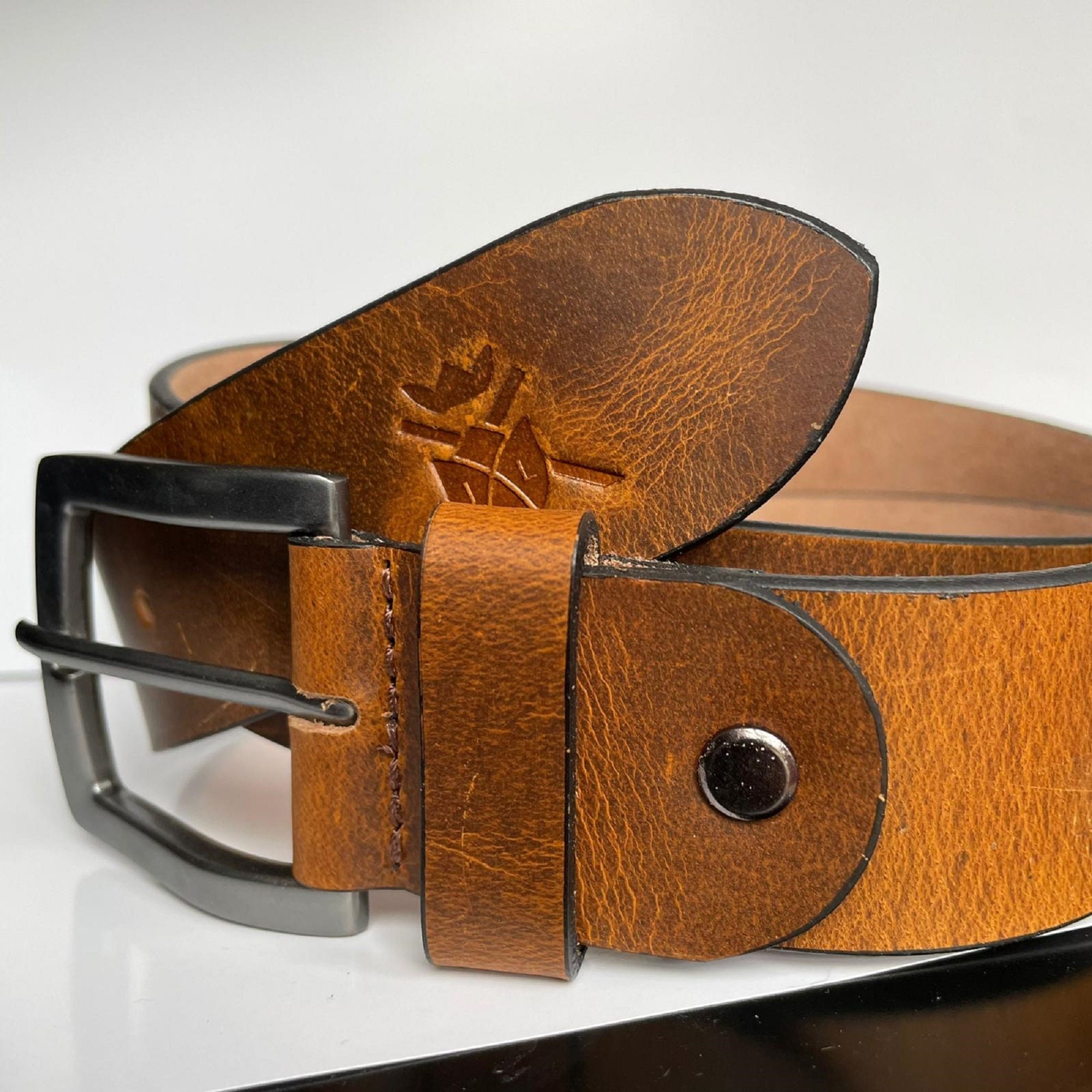 Cintura In Pelle Pieno Fiore Marrone Per Fibbie Firmate Jeans Da - Foto 5