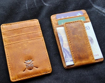 ECM08A01 Black Romance Fabric Leather Wallet Stainless Steel Money Clip and 4 Card Holders Christmas Gift Idea By Epoint