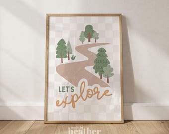 Let's Explore, Adventure Nursery Print, Baby Boy Nursery, Toddler Room Decor, Boys Bedroom Prints, Kids Wall Art, Boys Room Wall Art