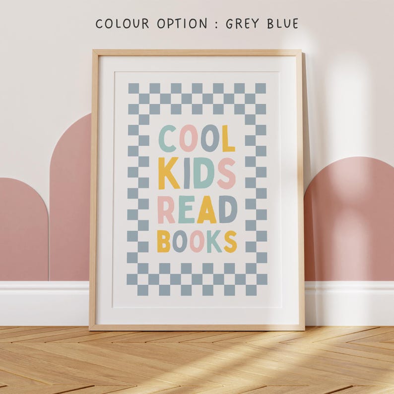 Cool Kids Read Books, kid reading nook, girl playroom print, book corner, reading books poster, quote about reading, teenage girl room decor image 4