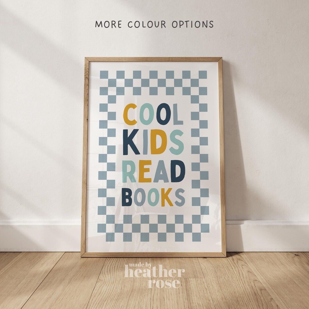 Cool Kids Read Books Print, Kids Reading Corner, Boy Playroom Wall Art ...