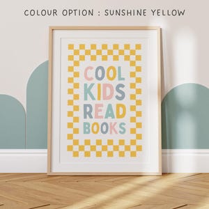 Cool Kids Read Books, kid reading nook, girl playroom print, book corner, reading books poster, quote about reading, teenage girl room decor image 6
