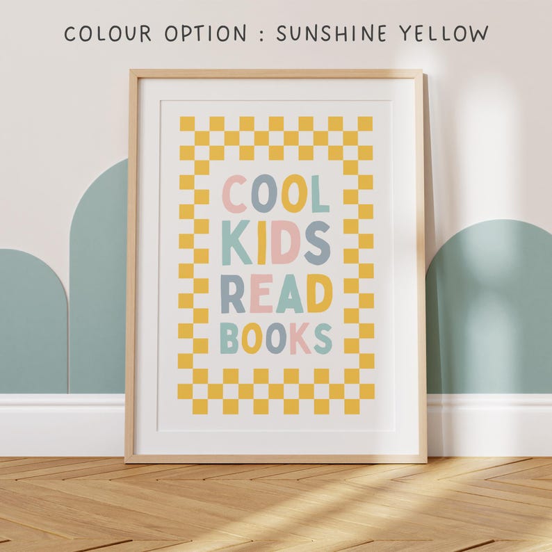 Cool Kids Read Books, kid reading nook, girl playroom print, book corner, reading books poster, quote about reading, teenage girl room decor image 6