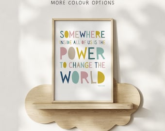 Matilda Quote Print, Inspirational Quotes for Girls, Power to Change the World Quote, Roald Dahl quote wall art, Girls Bedroom Prints