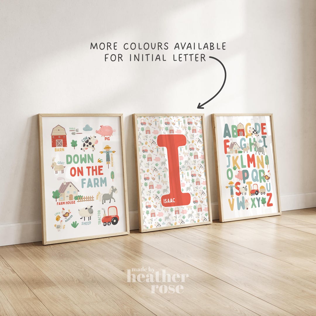 Set of 3 Personalised Farm Animal Prints | Farm Nursery Wall Art, Farm ...