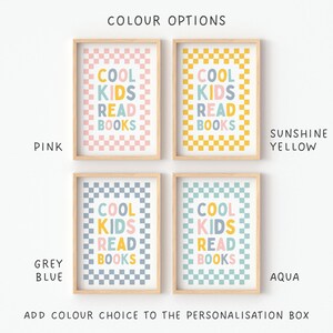 Cool Kids Read Books, kid reading nook, girl playroom print, book corner, reading books poster, quote about reading, teenage girl room decor image 2