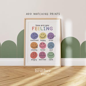 Feelings Poster. Educational Wall Art, Children's Emotions Print, Colourful Playroom Wall Art, How Are You Feeling Print Bild 1