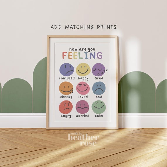 Feelings Poster. Playroom Educational Wall Art, Children's Emotions Print, Colourful Playroom Wall Art, How Are You Feeling Print
