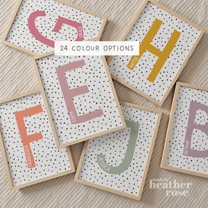 Personalised initial print || initial print kids room, baby initial print, girls initial prints, teenage girl bedroom decor, spotty initial