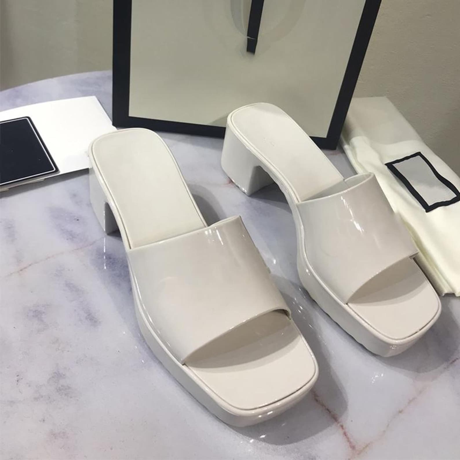 rubber slide sandals heel