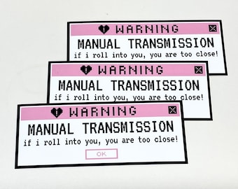 Pegatina de advertencia para coche manual Kawaii: calcomanía brillante para palanca de cambios