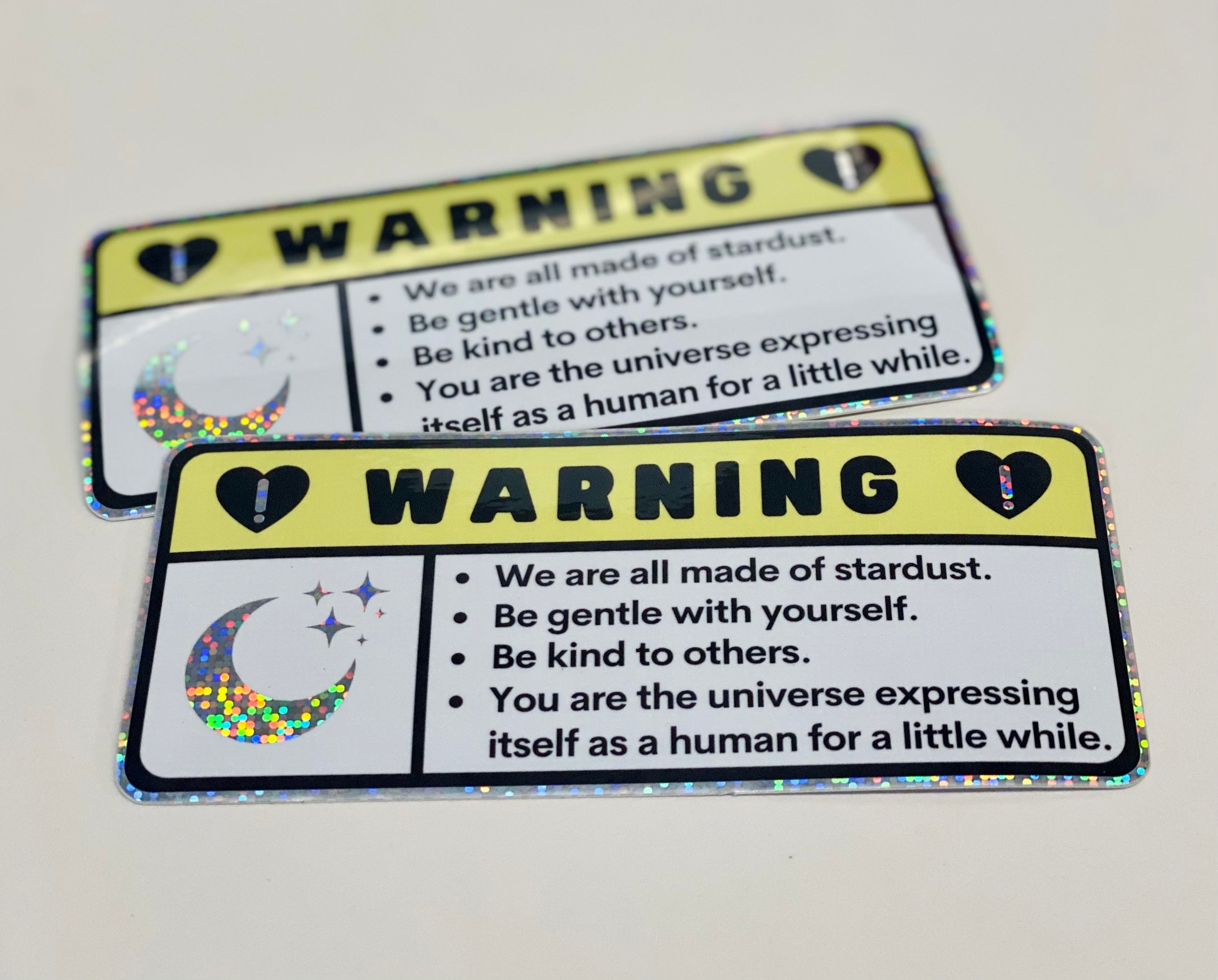 CUTE AFFIRMATIONS Car Warning Moon Heart Holographic Glitter Car