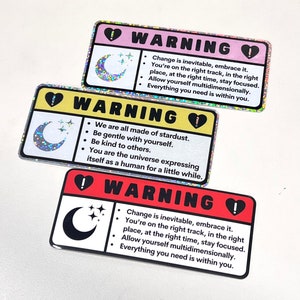 Kawaii Affirmations Holographic Car Sticker | Glitter Warning Decal for Cars, Laptops, Water Bottles & More